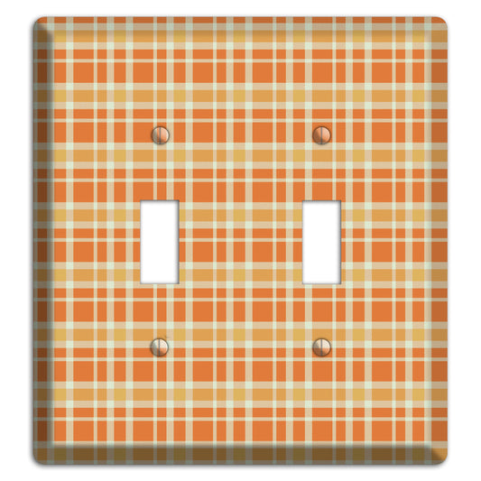 Orange and Beige Plaid 2 Toggle Wallplate