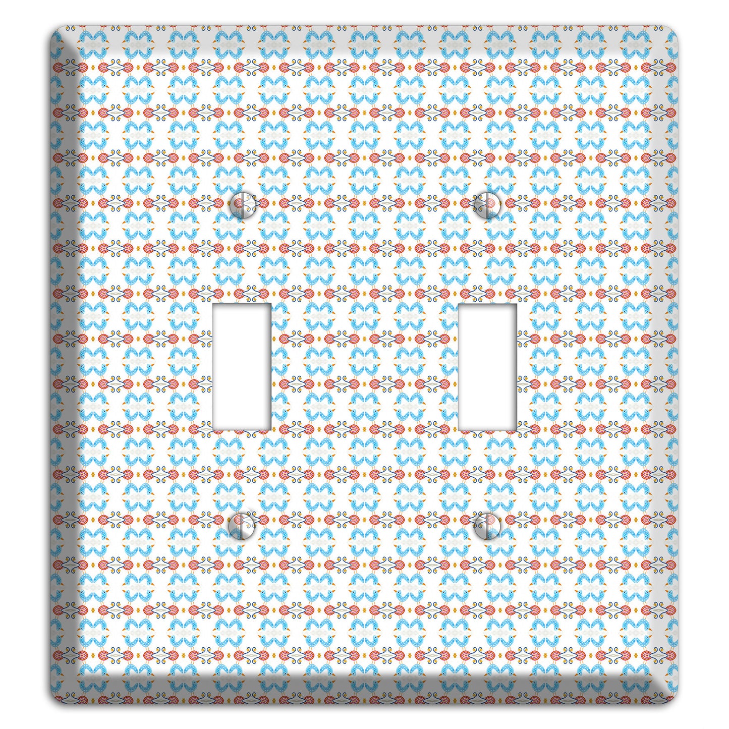 White with Blue Red Tapestry 2 Toggle Wallplate