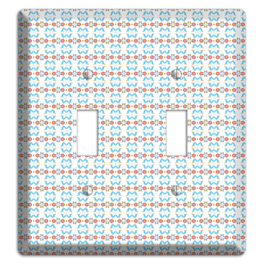 White with Blue Red Tapestry 2 Toggle Wallplate