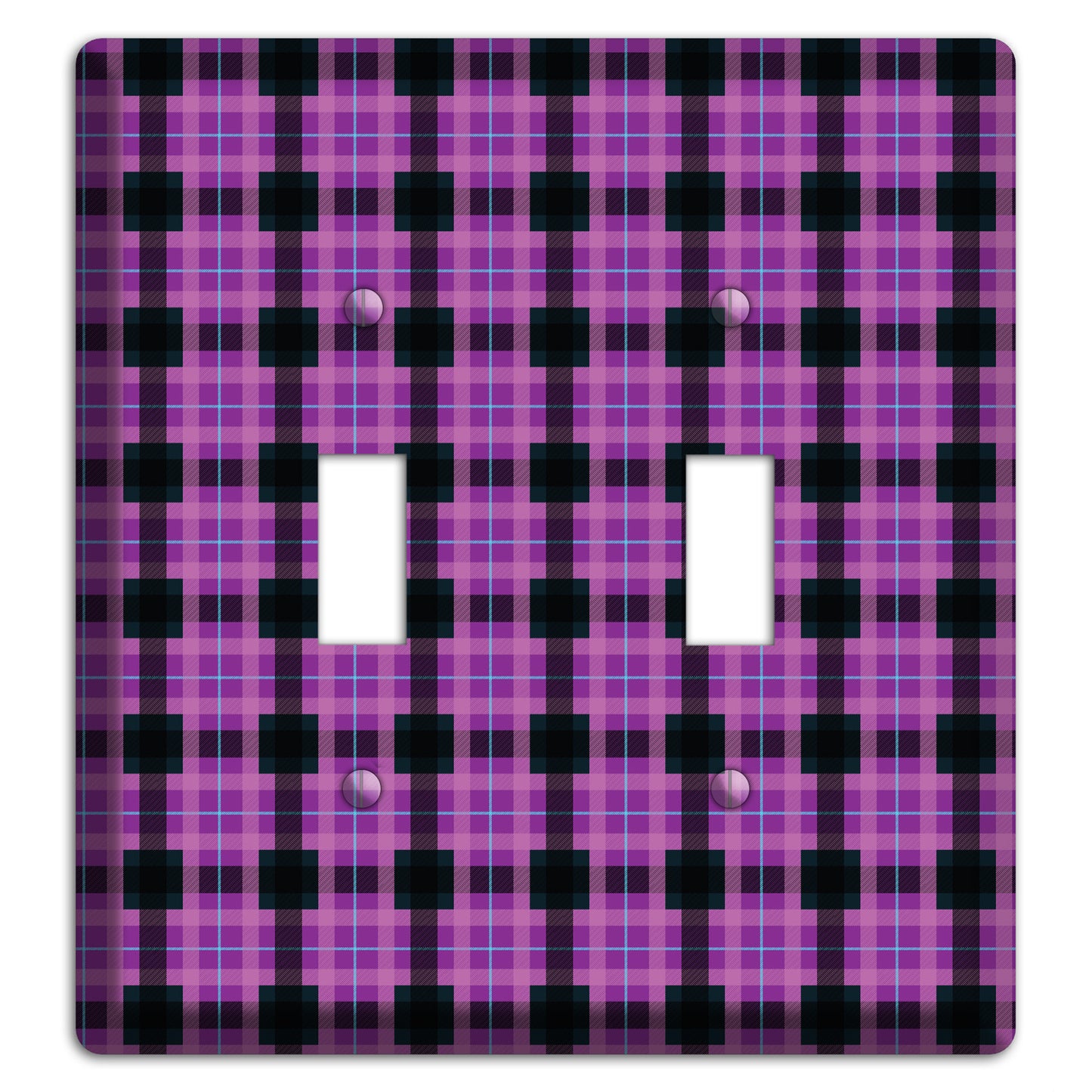 Purple and Black Plaid 2 Toggle Wallplate