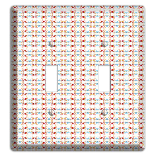 Off White with Red Blue Retro Tapestry 2 Toggle Wallplate