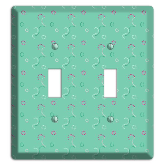 Multi Aqua with Fuschia Stipple 2 Toggle Wallplate