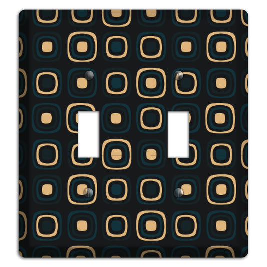 Black and Yellow Rounded Squares 2 Toggle Wallplate