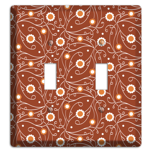 Brown Vine Floral 2 Toggle Wallplate