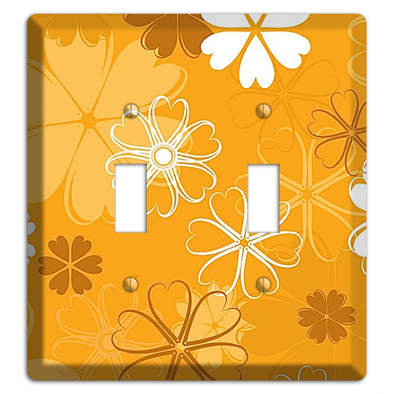 Orange Retro Flowers 2 Toggle Wallplate