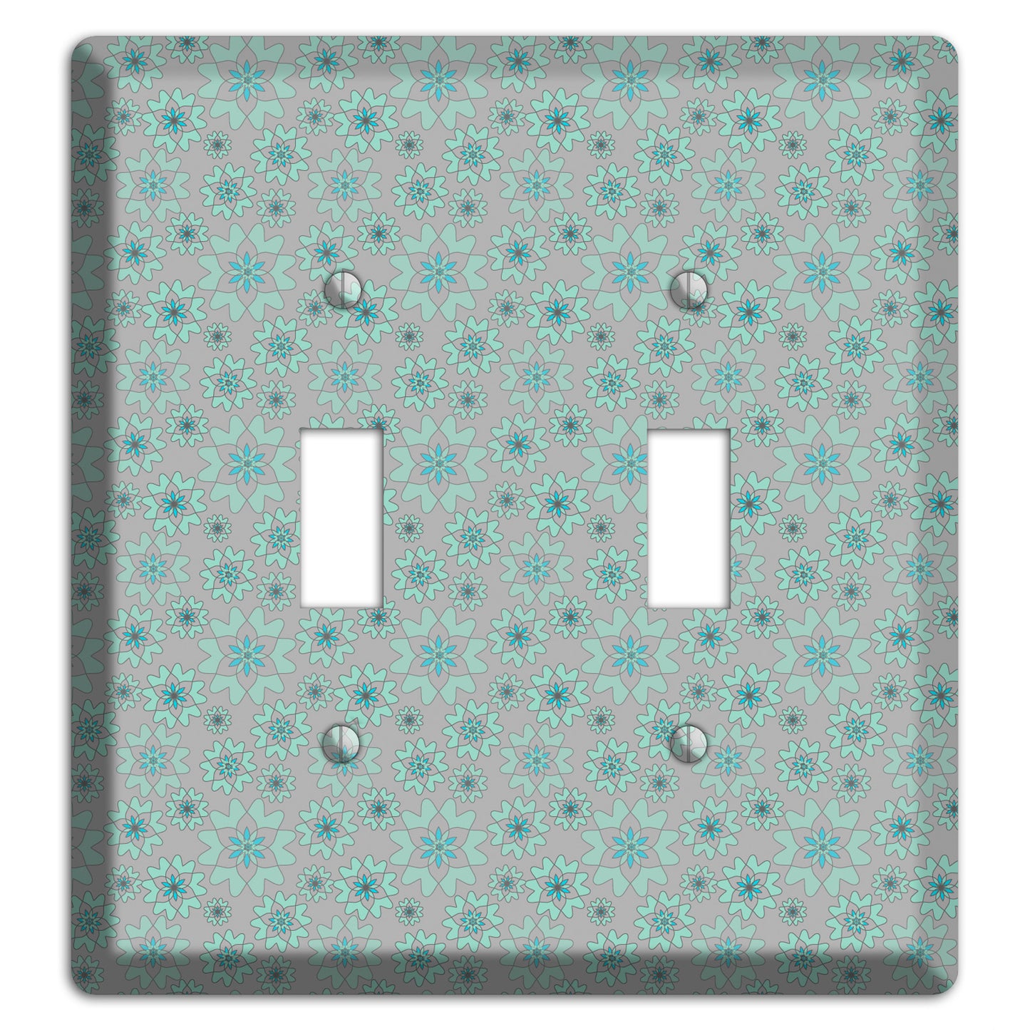 Grey with Tiny Aqua Retro Suzani 2 Toggle Wallplate