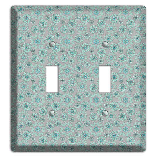 Grey with Tiny Aqua Retro Suzani 2 Toggle Wallplate