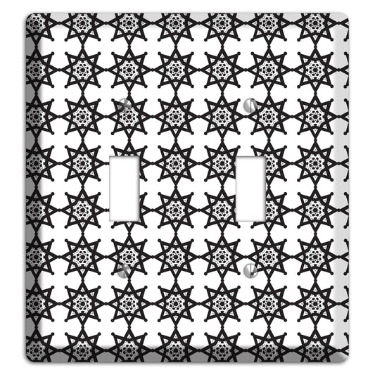 White with Black Arabesque Aster 2 Toggle Wallplate