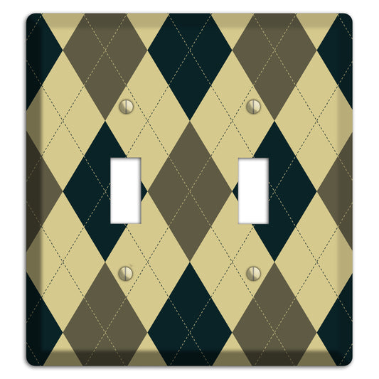 Multi Brown and Tan Argyle 2 Toggle Wallplate