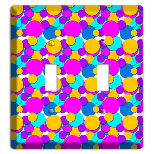 Orange Turquoise Fuschia Blue Bubble Dots 2 Toggle Wallplate