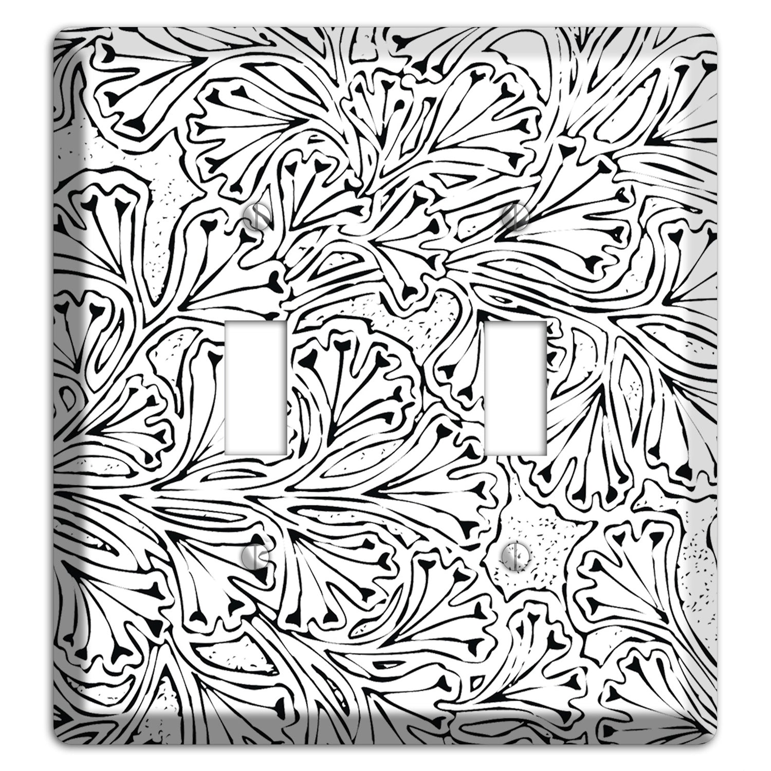 Deco White with Black Interlocking Floral 2 Toggle Wallplate