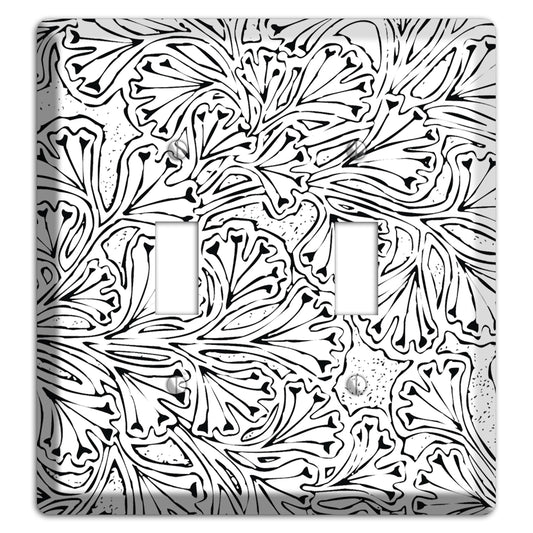 Deco White with Black Interlocking Floral 2 Toggle Wallplate