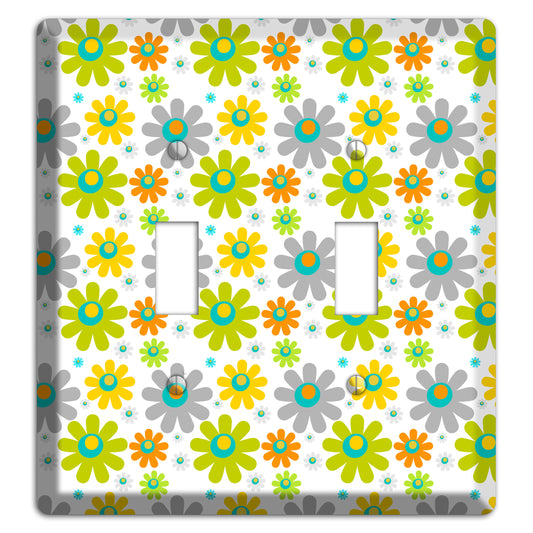 White and Yellow Flower Power 2 Toggle Wallplate