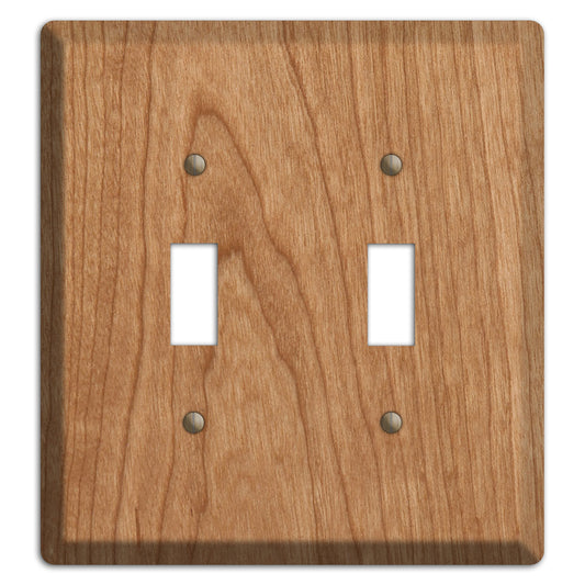 Cherry Wood Double Toggle Switchplate