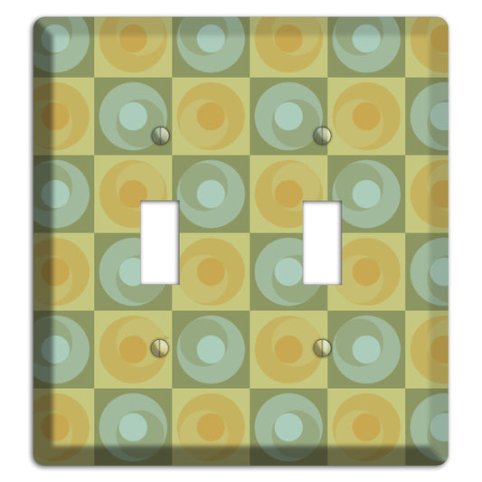 Multi Sage and Mustard Checked Circles 2 Toggle Wallplate