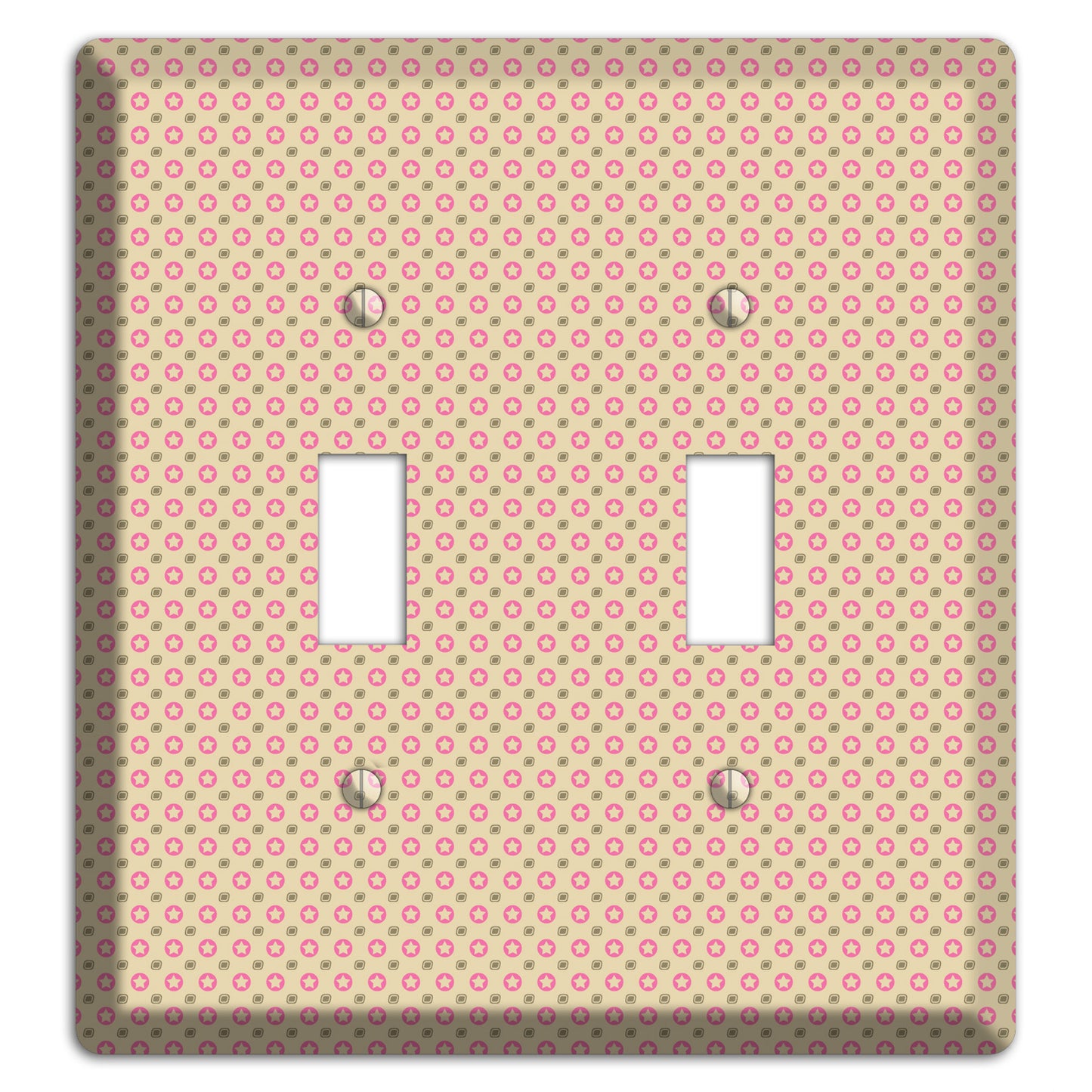 Beige with Pink Stars 2 Toggle Wallplate