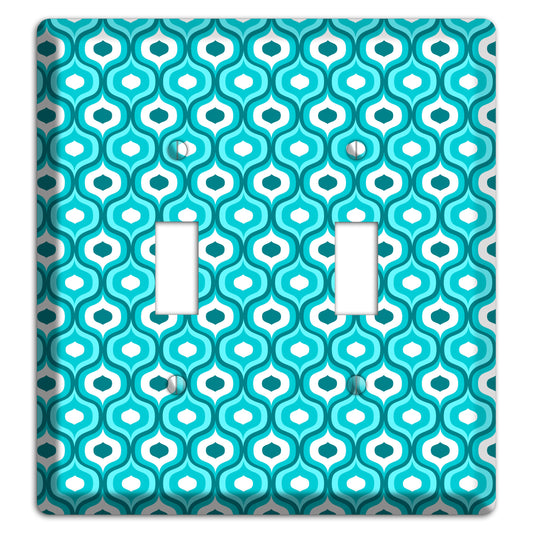 Multi Turquoise Double Scallop 2 Toggle Wallplate