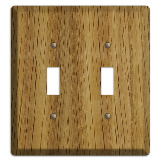 White Oak Wood Double Toggle Switchplate