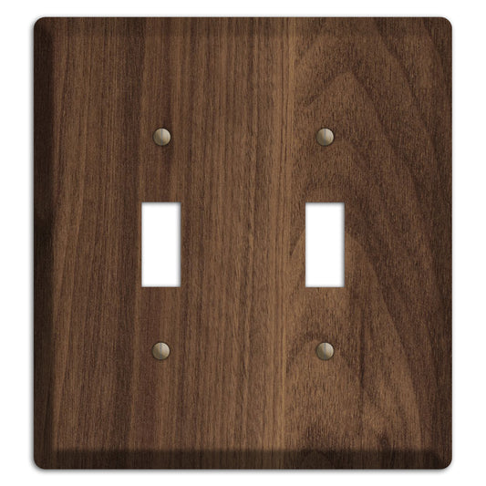 Walnut Wood Double Toggle Switchplate