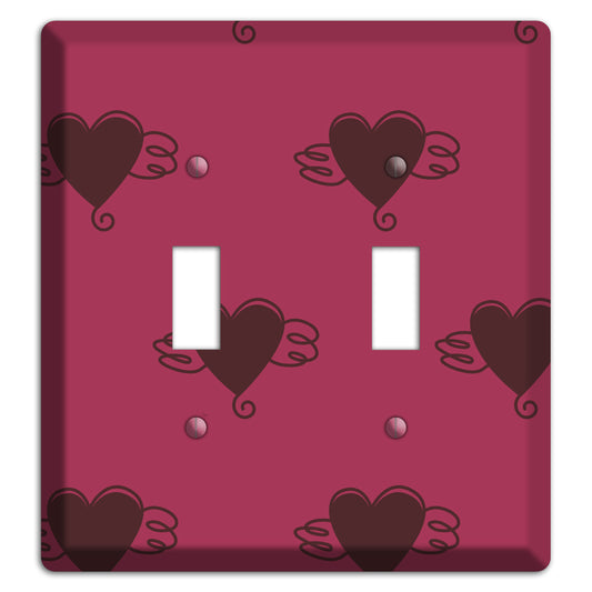 Fuschia Winged Hearts 2 2 Toggle Wallplate