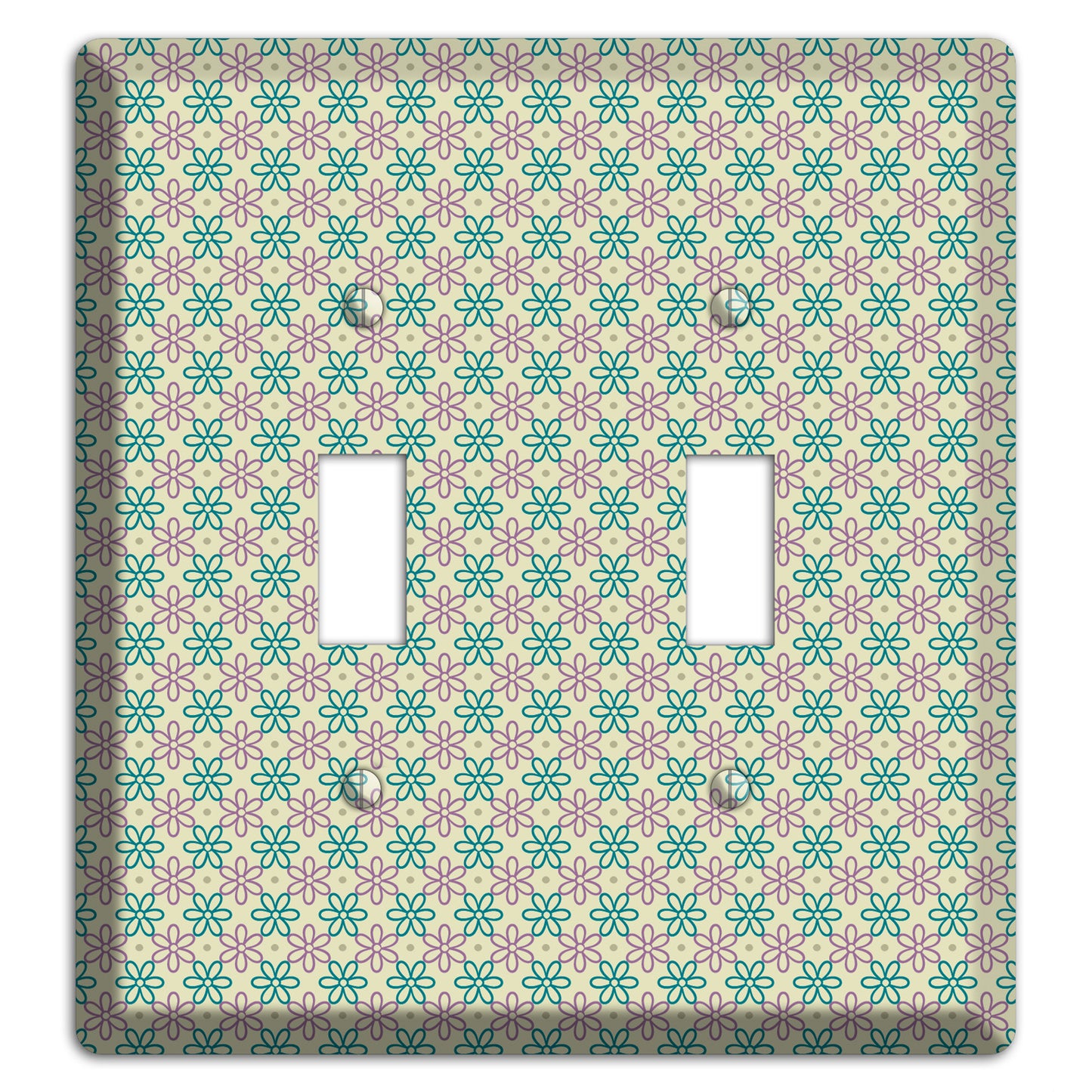 Large Green and Lavender Foulard 2 Toggle Wallplate