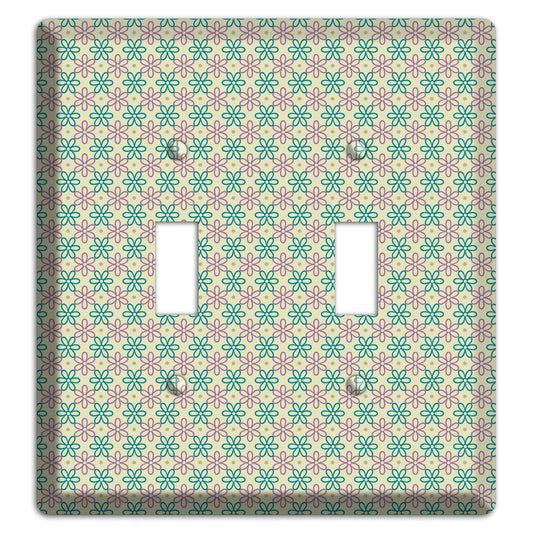 Large Green and Lavender Foulard 2 Toggle Wallplate