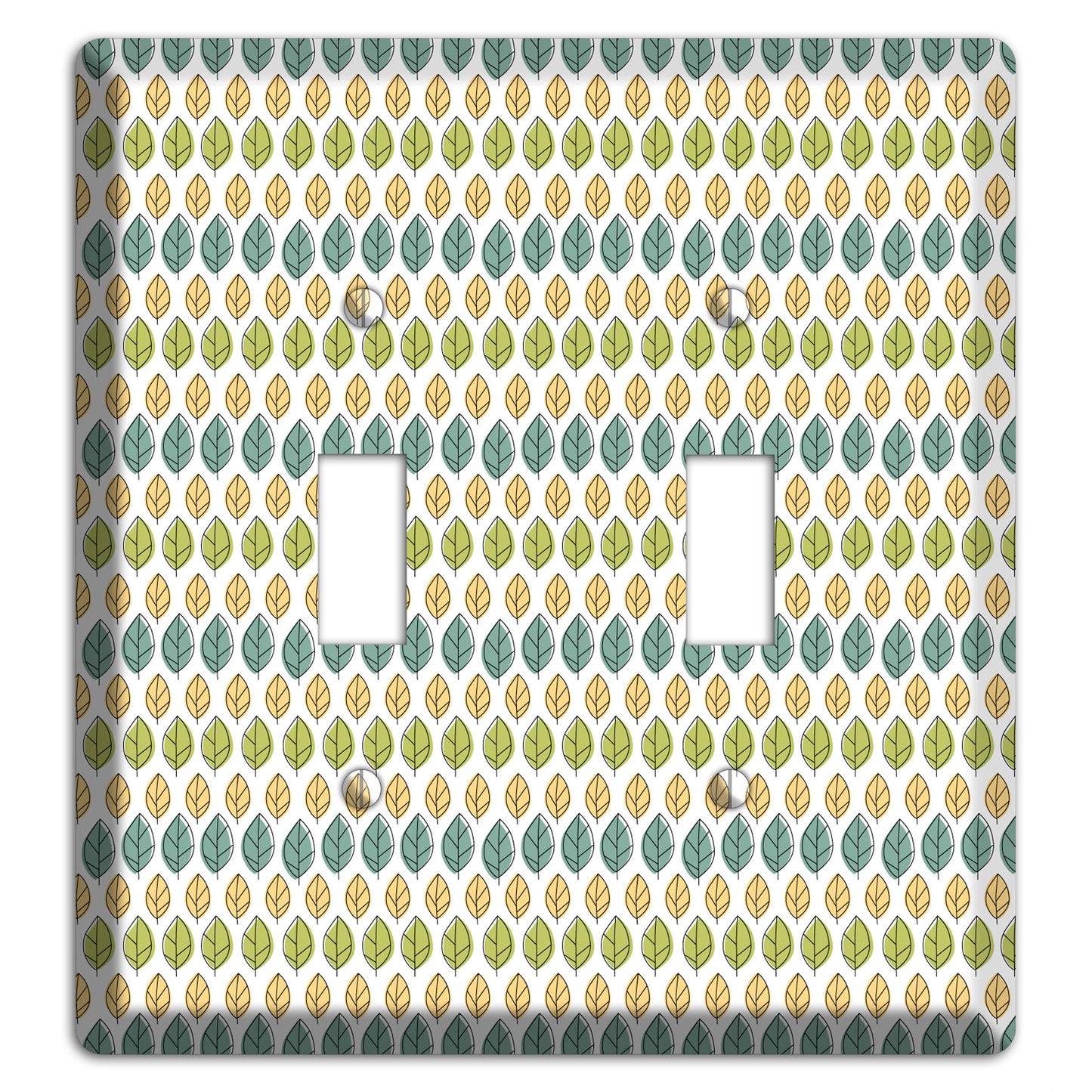 Sage Beige Dusty Blue Leaf Contour 2 Toggle Wallplate