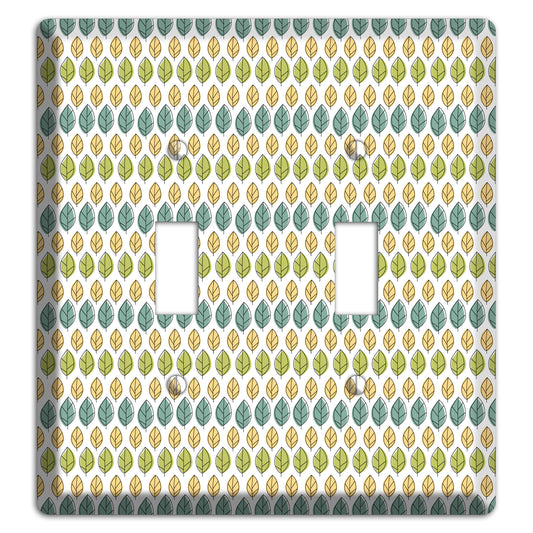 Sage Beige Dusty Blue Leaf Contour 2 Toggle Wallplate