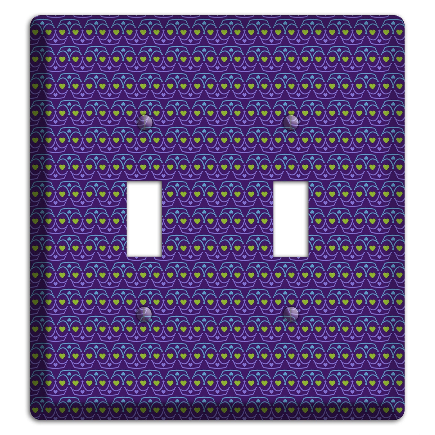 Purple Blue and Green Geometric Hearts 2 Toggle Wallplate