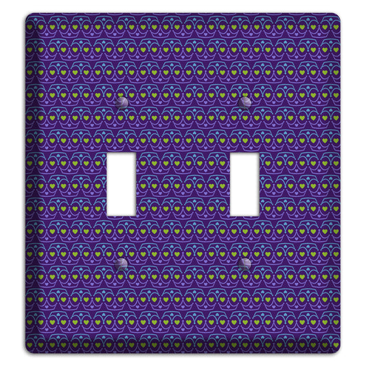 Purple Blue and Green Geometric Hearts 2 Toggle Wallplate