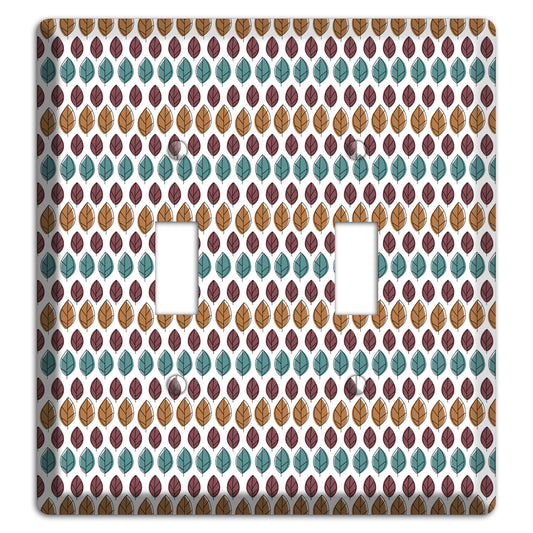 Multi Brown Dusty Blue Leaf Contour 2 Toggle Wallplate