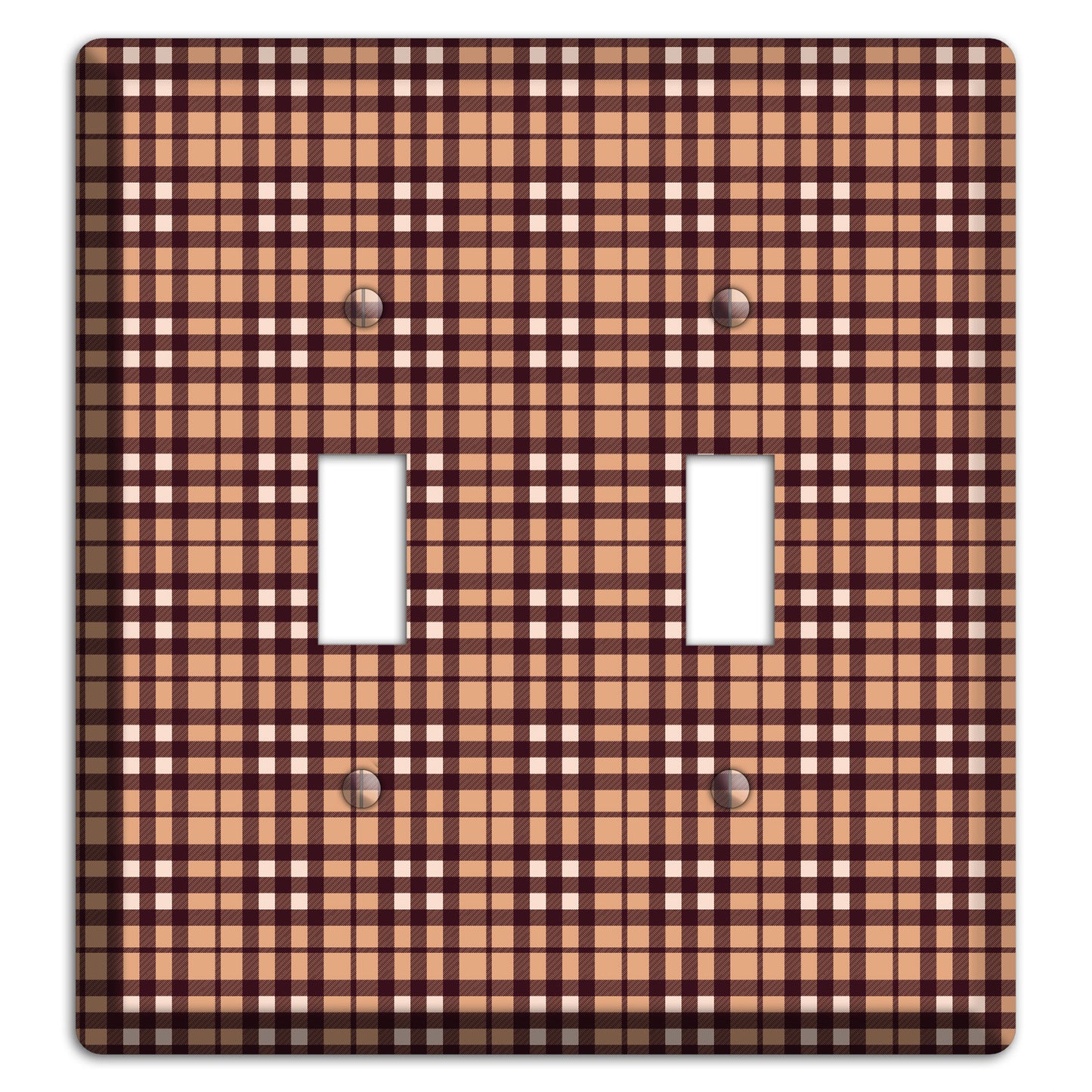 Multi Brown Plaid 2 Toggle Wallplate