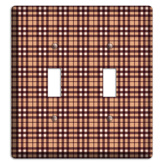 Multi Brown Plaid 2 Toggle Wallplate