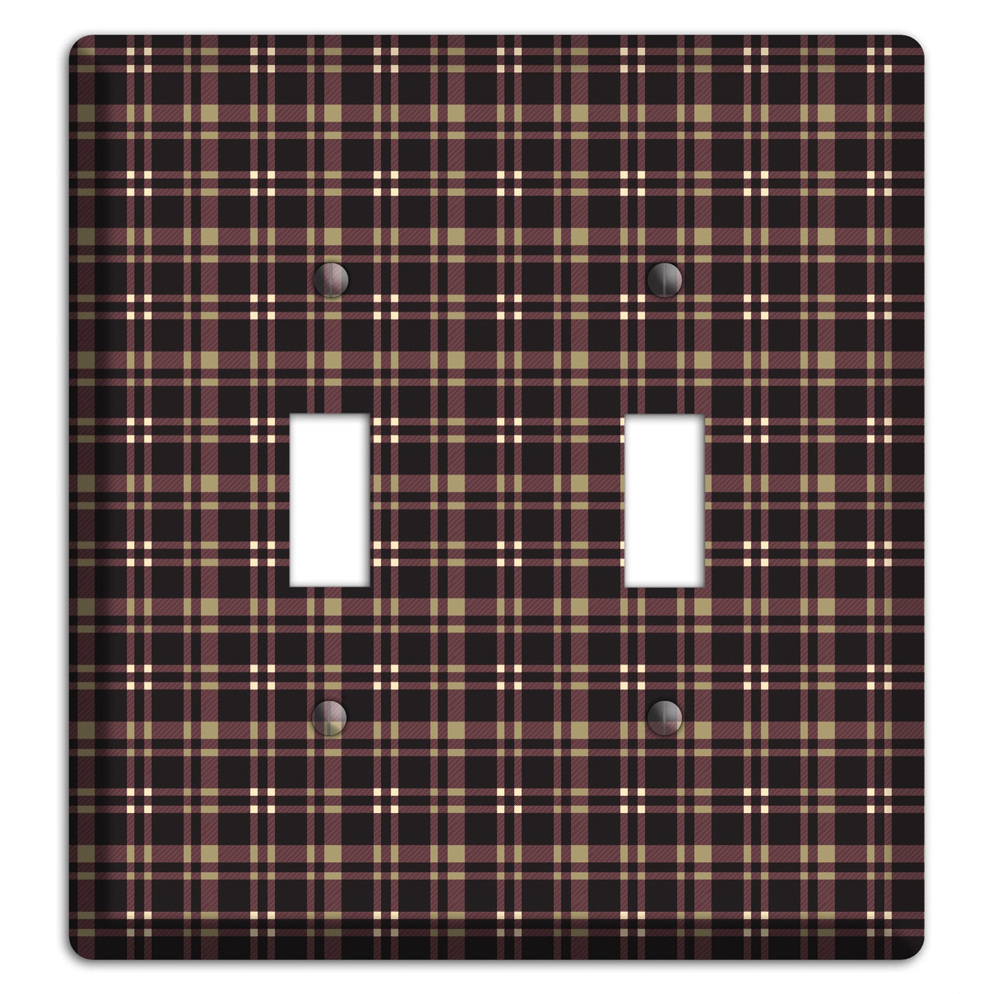 Dark Brown Plaid 2 Toggle Wallplate