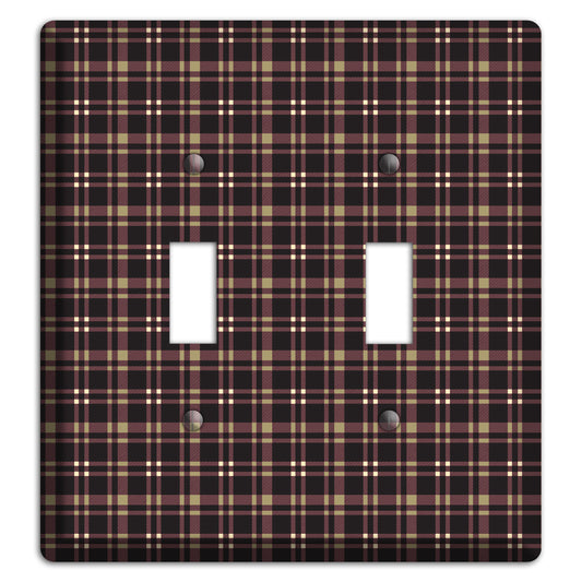 Dark Brown Plaid 2 Toggle Wallplate