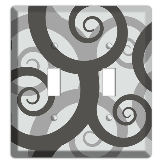 Grey with Black Large Swirl 2 Toggle Wallplate