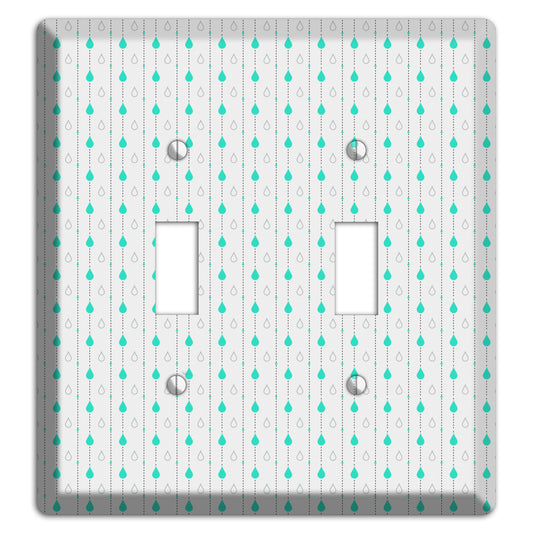 White and Blue Drops 2 Toggle Wallplate