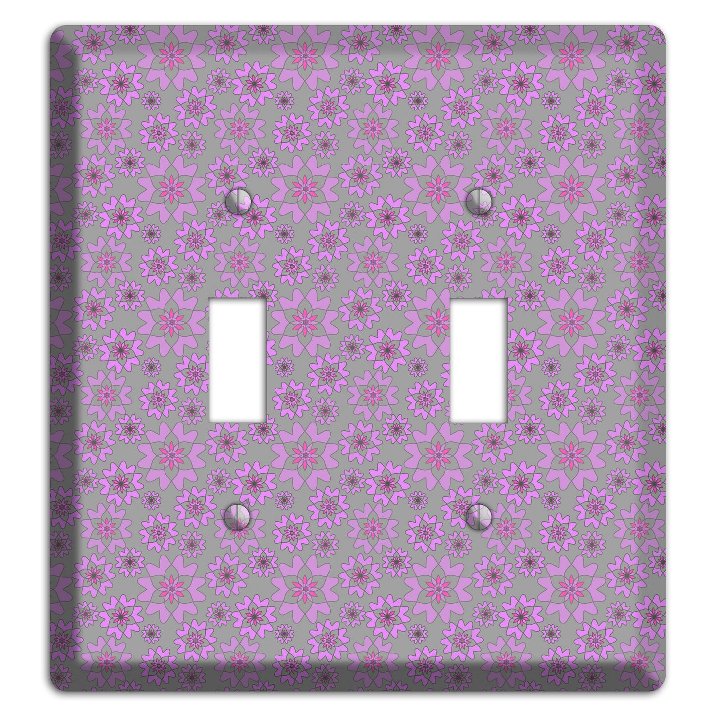 Grey with Tiny Purple Retro Suzani 2 Toggle Wallplate