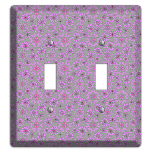 Grey with Tiny Purple Retro Suzani 2 Toggle Wallplate