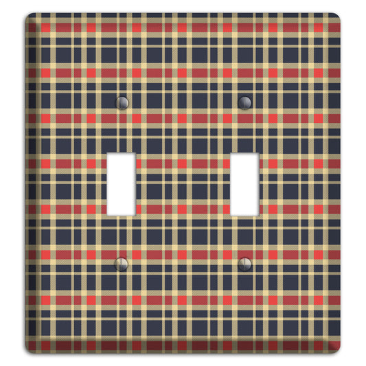 Maroon and Black Plaid 2 2 Toggle Wallplate