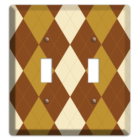 Multi Brown Argyle 2 Toggle Wallplate