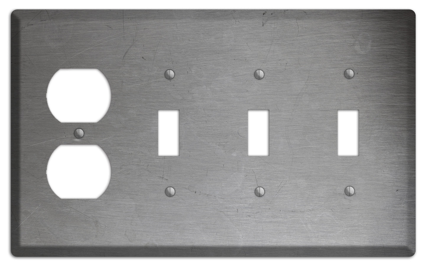 Raw Steel Duplex / 3 Toggle Wallplate