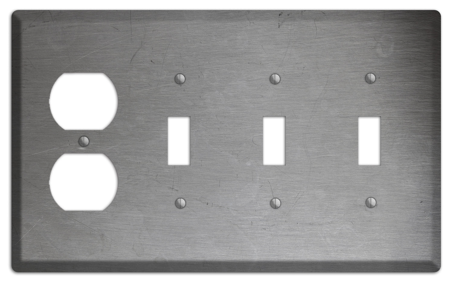 Raw Steel Duplex / 3 Toggle Wallplate