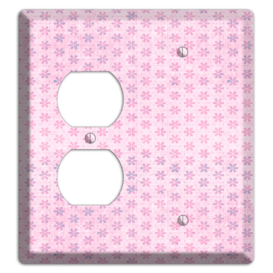 Pink Grunge Floral Contour Duplex / Blank Wallplate