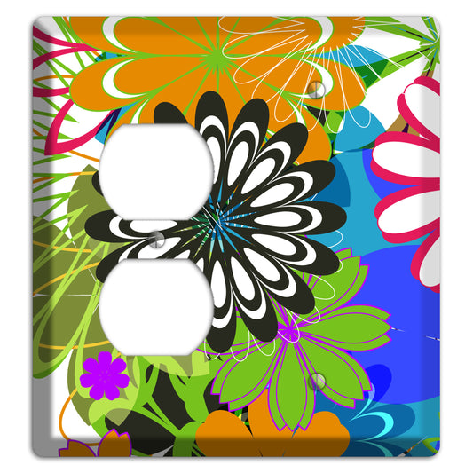 Multi Retro Flowers Duplex / Blank Wallplate