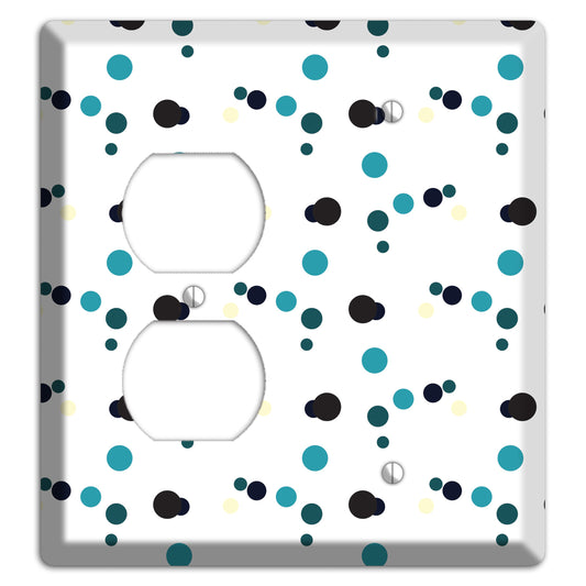 White with Teal and Black Multi Dots Duplex / Blank Wallplate