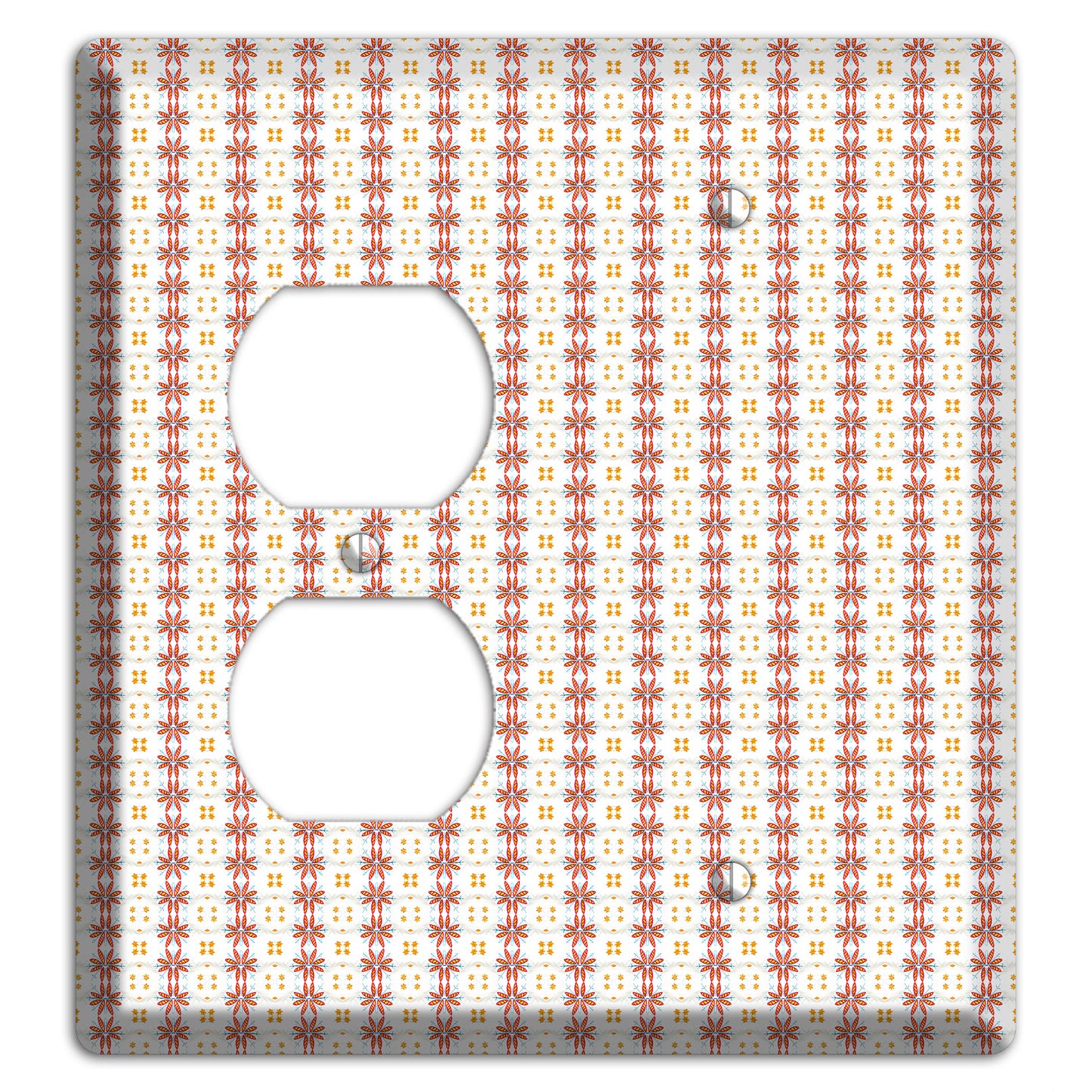 White with Red Smocking Duplex / Blank Wallplate