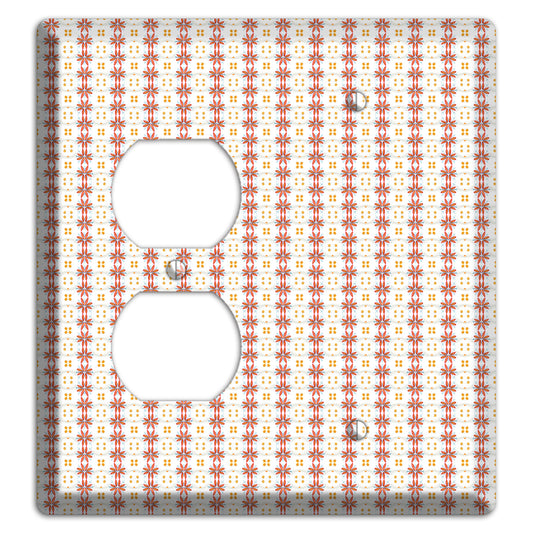 White with Red Smocking Duplex / Blank Wallplate