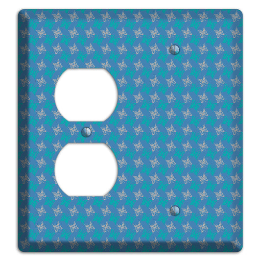 Blue with White and Turquoise Butterflies Duplex / Blank Wallplate