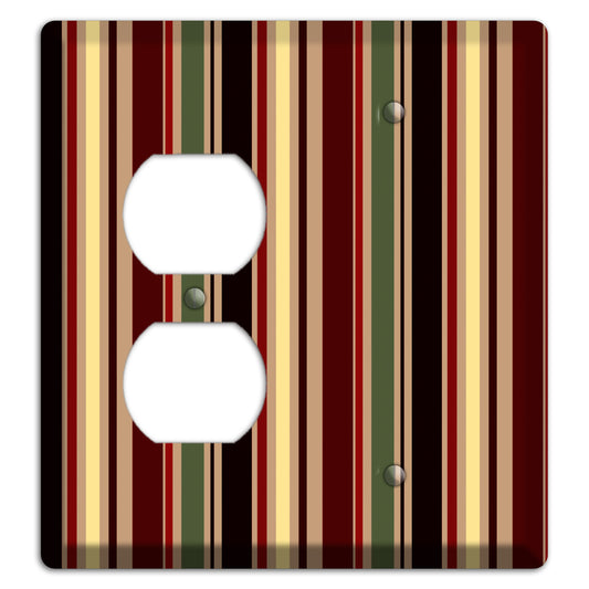 Multi olive and Burgundy Vertical Stripes Duplex / Blank Wallplate